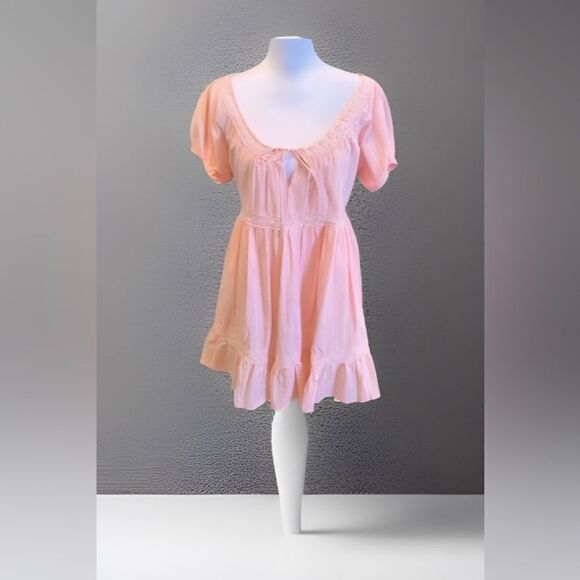 Lulus Blush pink boho babydoll mini dress - Picture 1 of 5